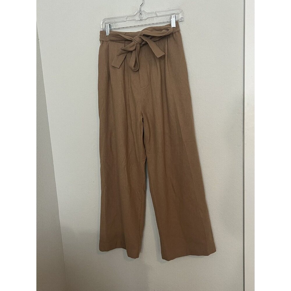Wray Abby Wool Pant Brown Wide Leg Belted Size 4
